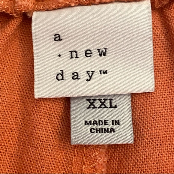 A NEW DAY SIZE XXL PAPER BAG PANTS LINEN ORANGE - Picture 10 of 12